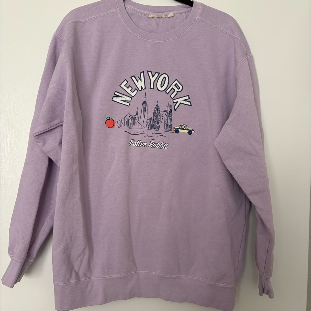 Roller Rabbit Purple New York Crewneck Sweater